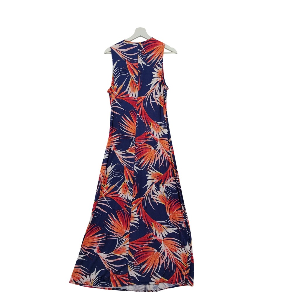 Tommy Bahama Womens Coastal Resort Tropical Maxi Dress L Blue Orange Palm Leaf - Picture 5 of 13